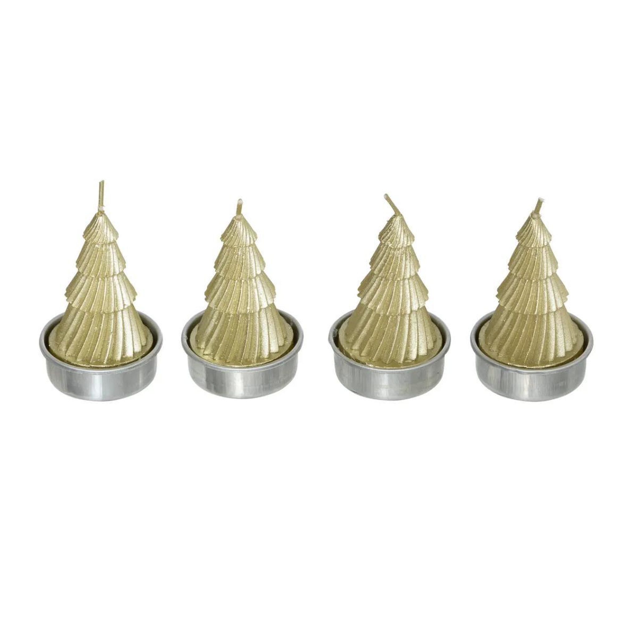 ATMOSPHERA Lot de 4 bougies chauffe-plat  sapin  6cm or