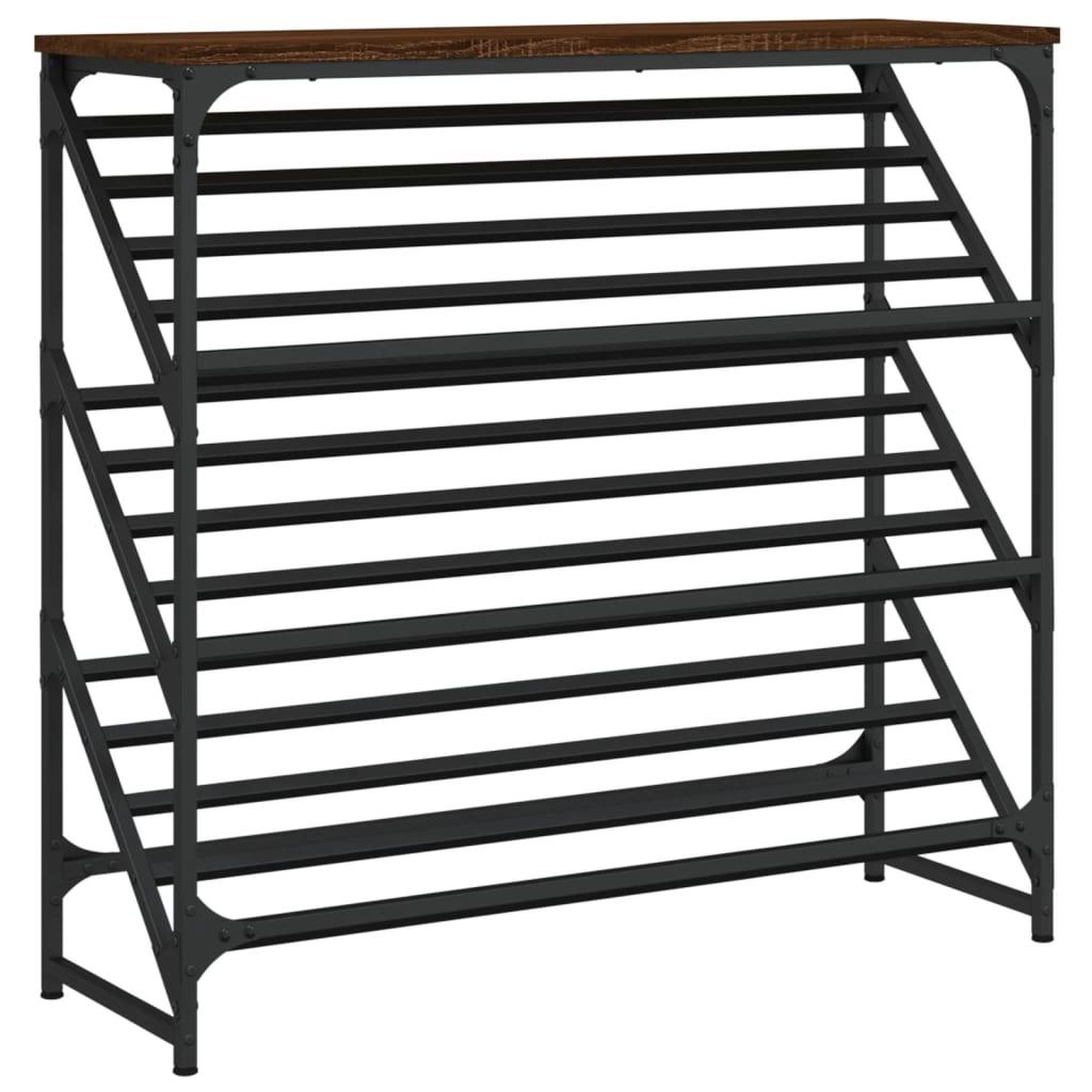Voir la diapositive 2 : VIDAXL Etagere a chaussures chene marron 90x30x85 cm bois d'ingenierie