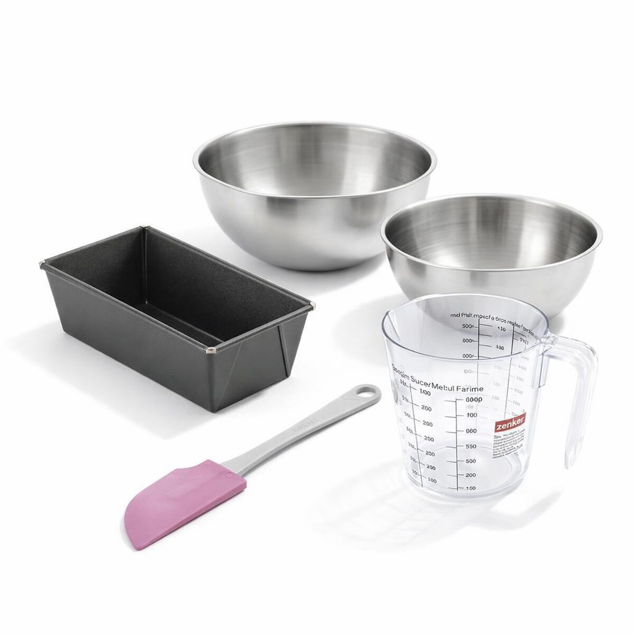 ZENKER Set de 5 ustensiles de pâtisserie moule à gâteaux bols spatule pâtisserie et verre doseur spécial mini spécial mini zenker  spécial mini