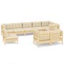 Voir la diapositive 2 : VIDAXL Salon de jardin 9 pcs avec coussins creme bois de pin massif