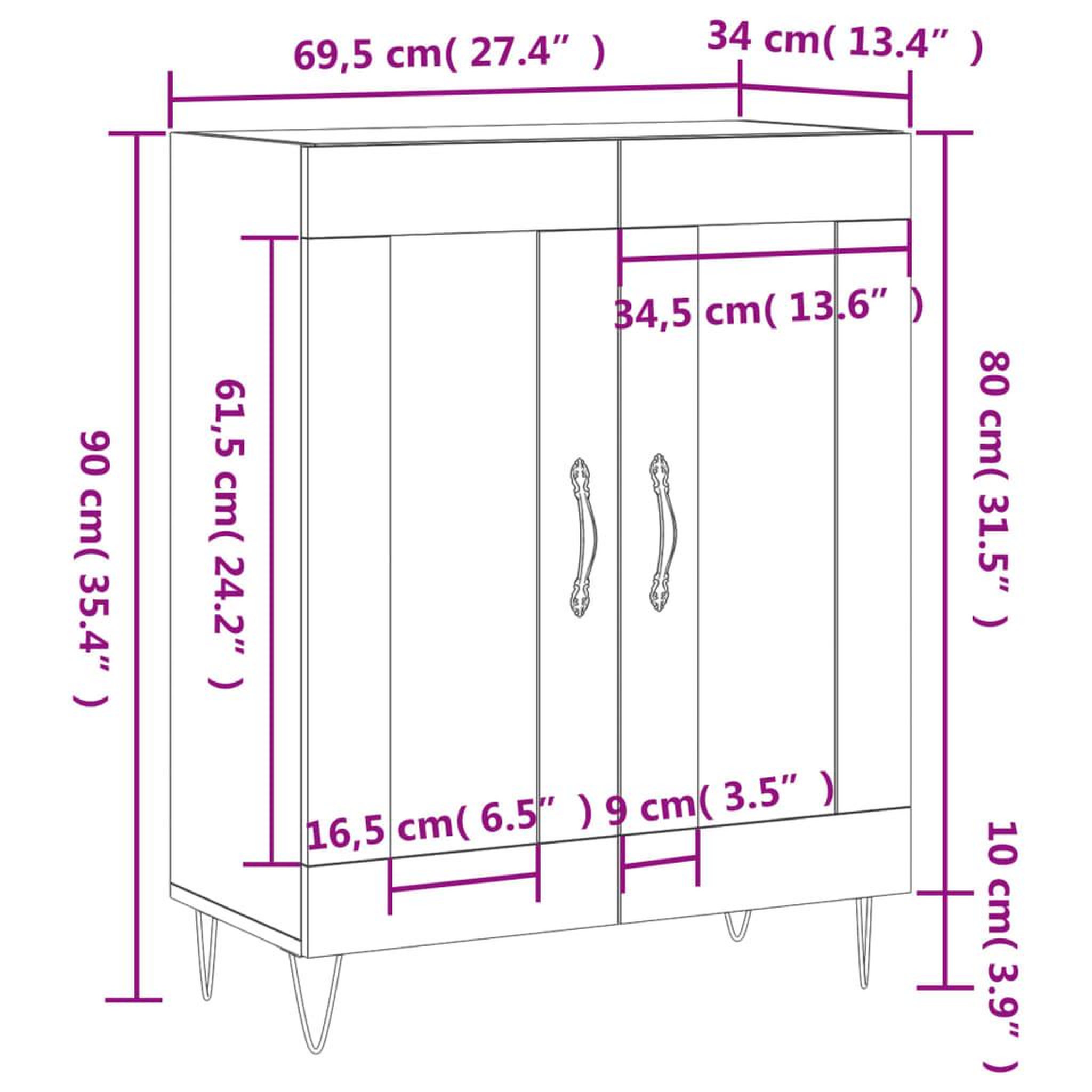 Voir la diapositive 6 : VIDAXL Buffet sonoma gris 69,5x34x90 cm bois d'ingenierie