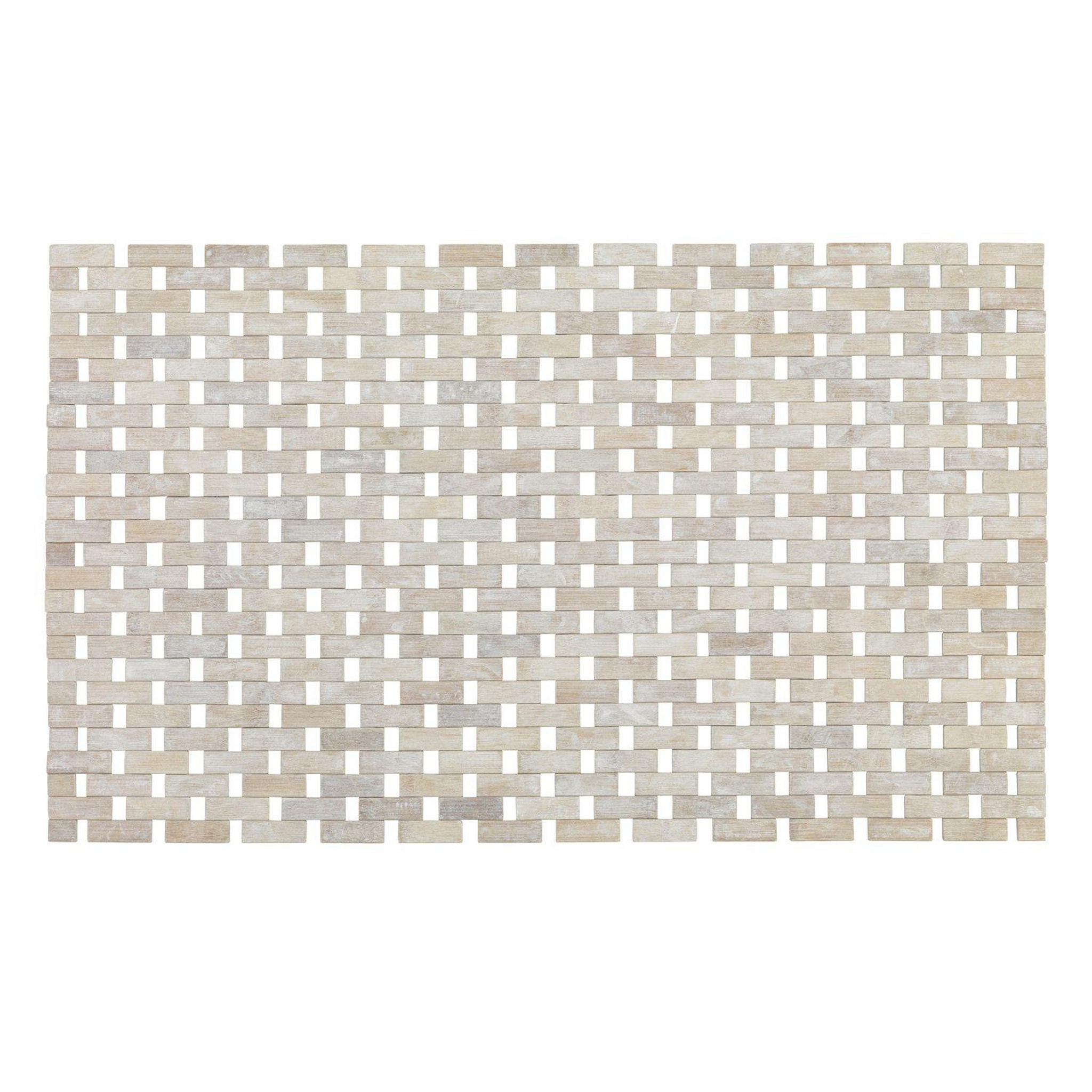 Wenko Tapis de salle de bain design bamboo - l. 50 x l. 80 cm - blanc