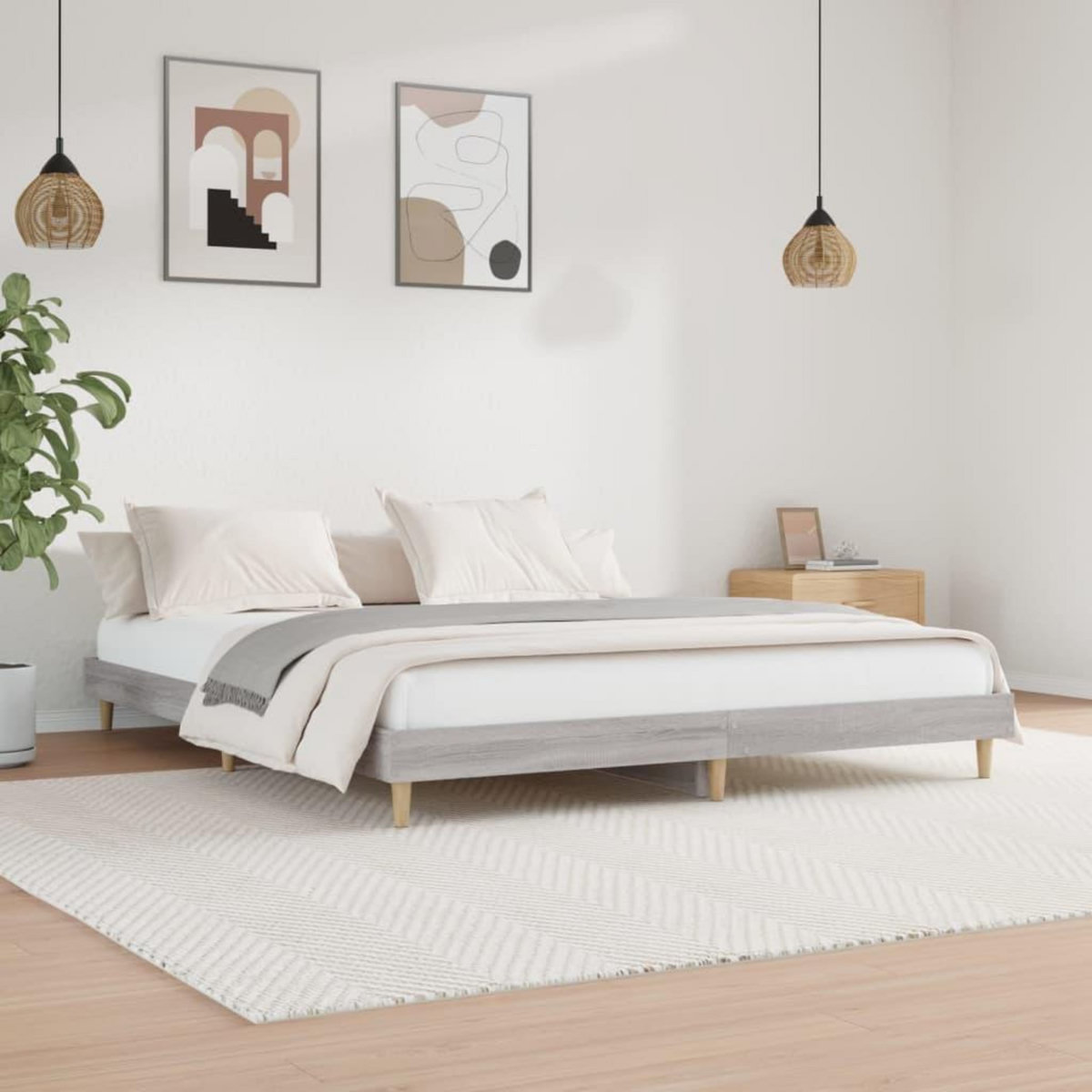 VIDAXL Cadre de lit sans matelas sonoma gris 200x200 cm