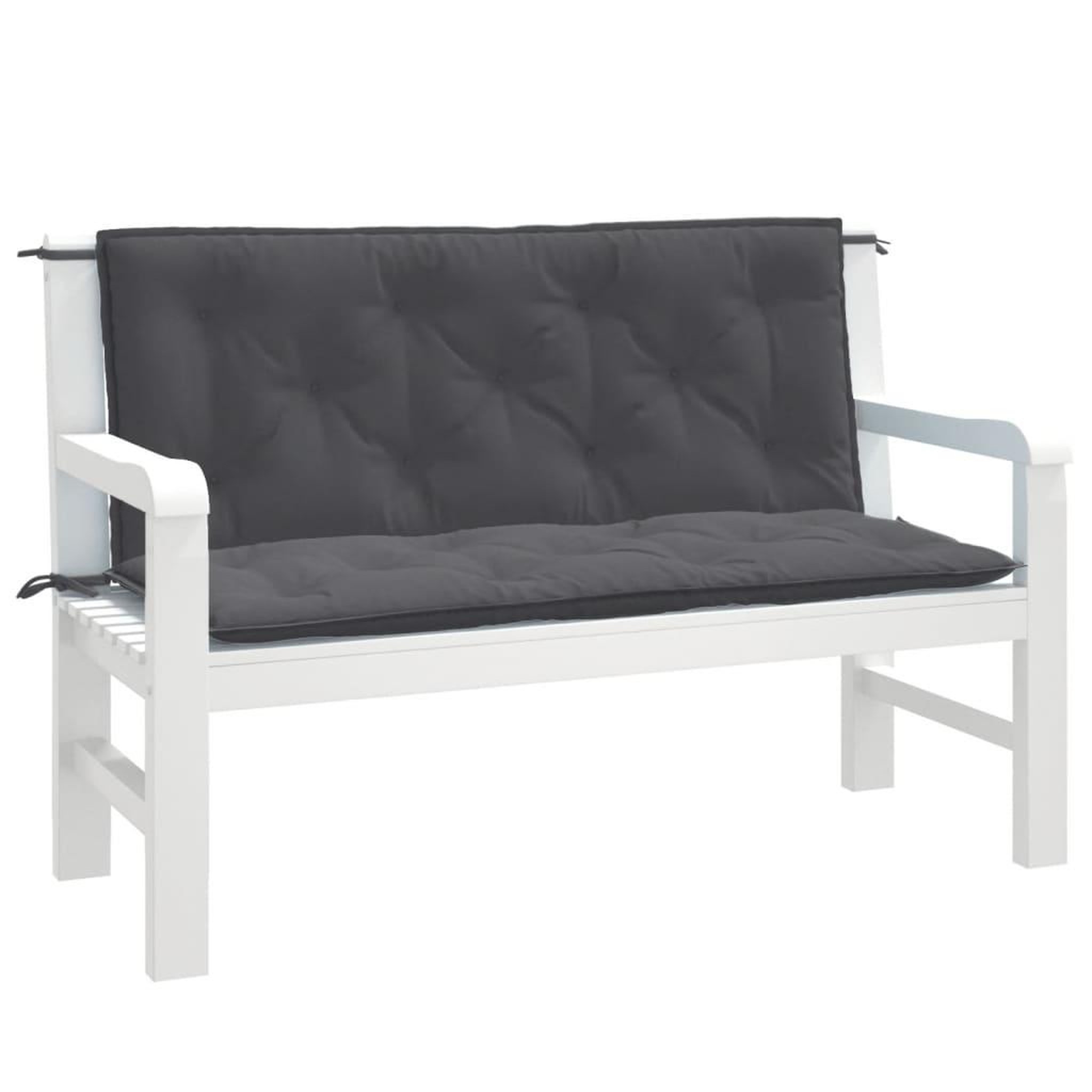 VIDAXL Coussins de banc de jardin lot de 2 anthracite melange tissu