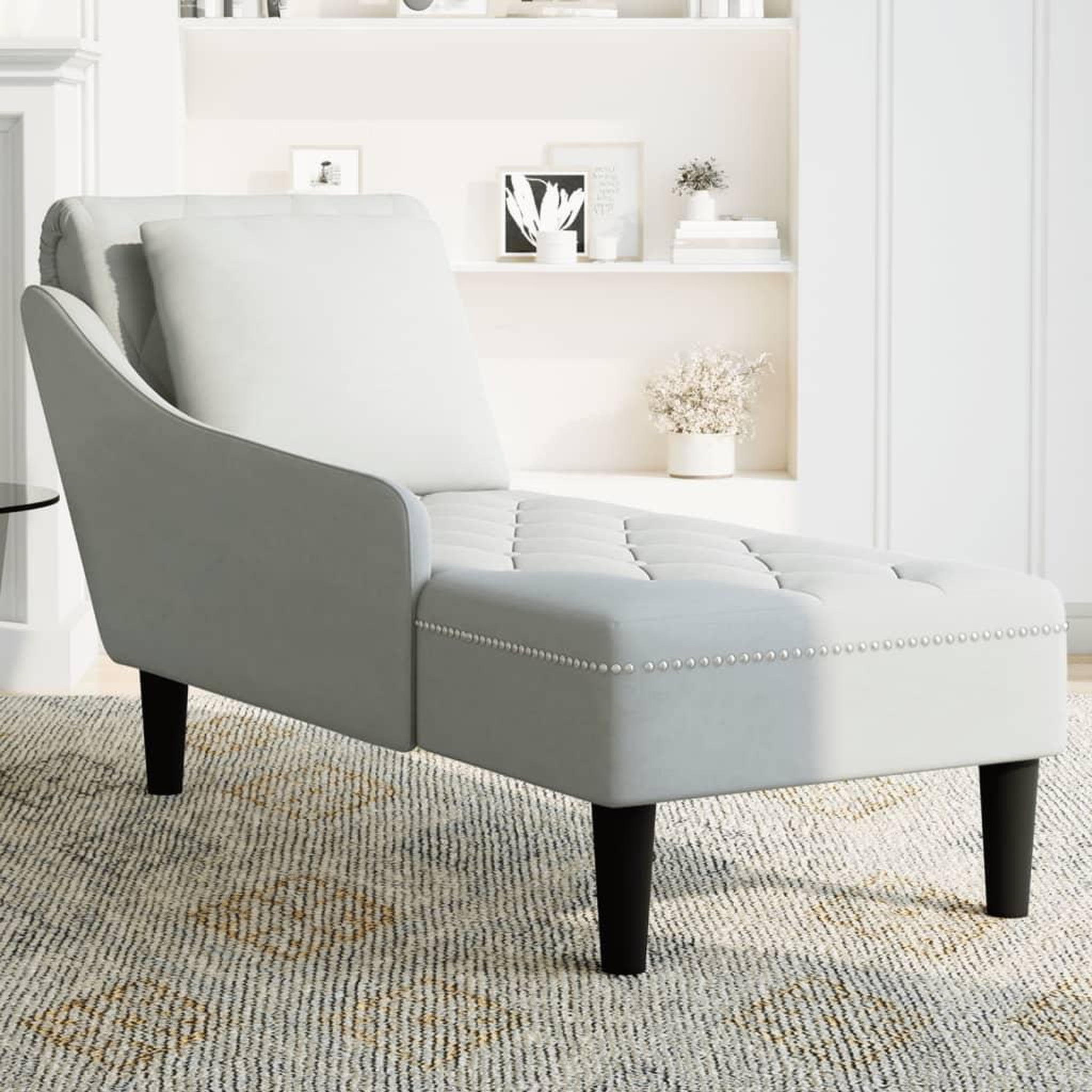 Voir la diapositive 3 : VIDAXL Fauteuil long et coussin et accoudoir droit gris clair velours