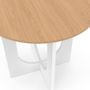 Voir la diapositive 5 : ID MARKET Table à manger fixe ronde ALOISE 4 personnes pied arc blanc et bois 80 cm
