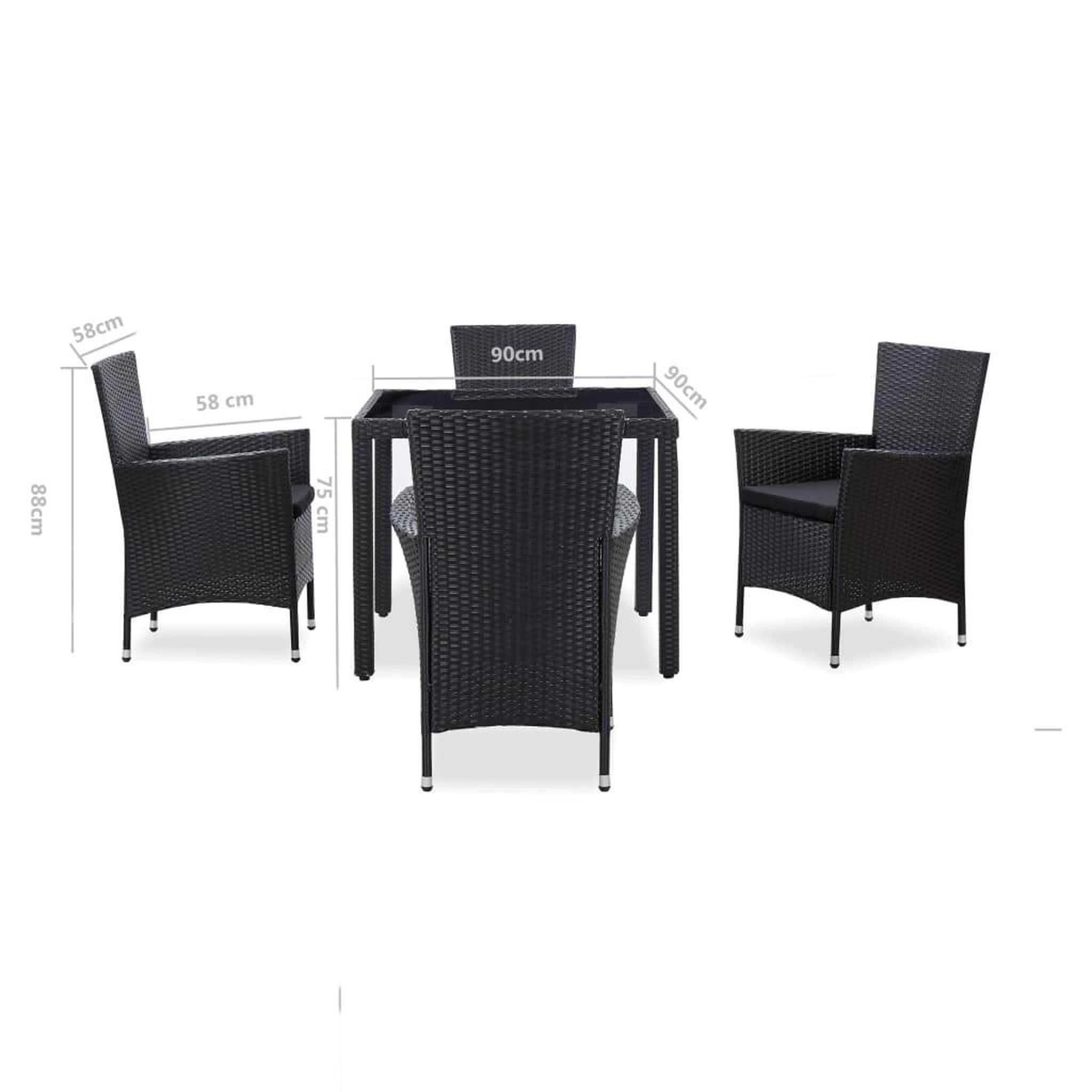 Voir la diapositive 6 : VIDAXL Ensemble a manger d'exterieur 5 pcs Resine tressee Noir