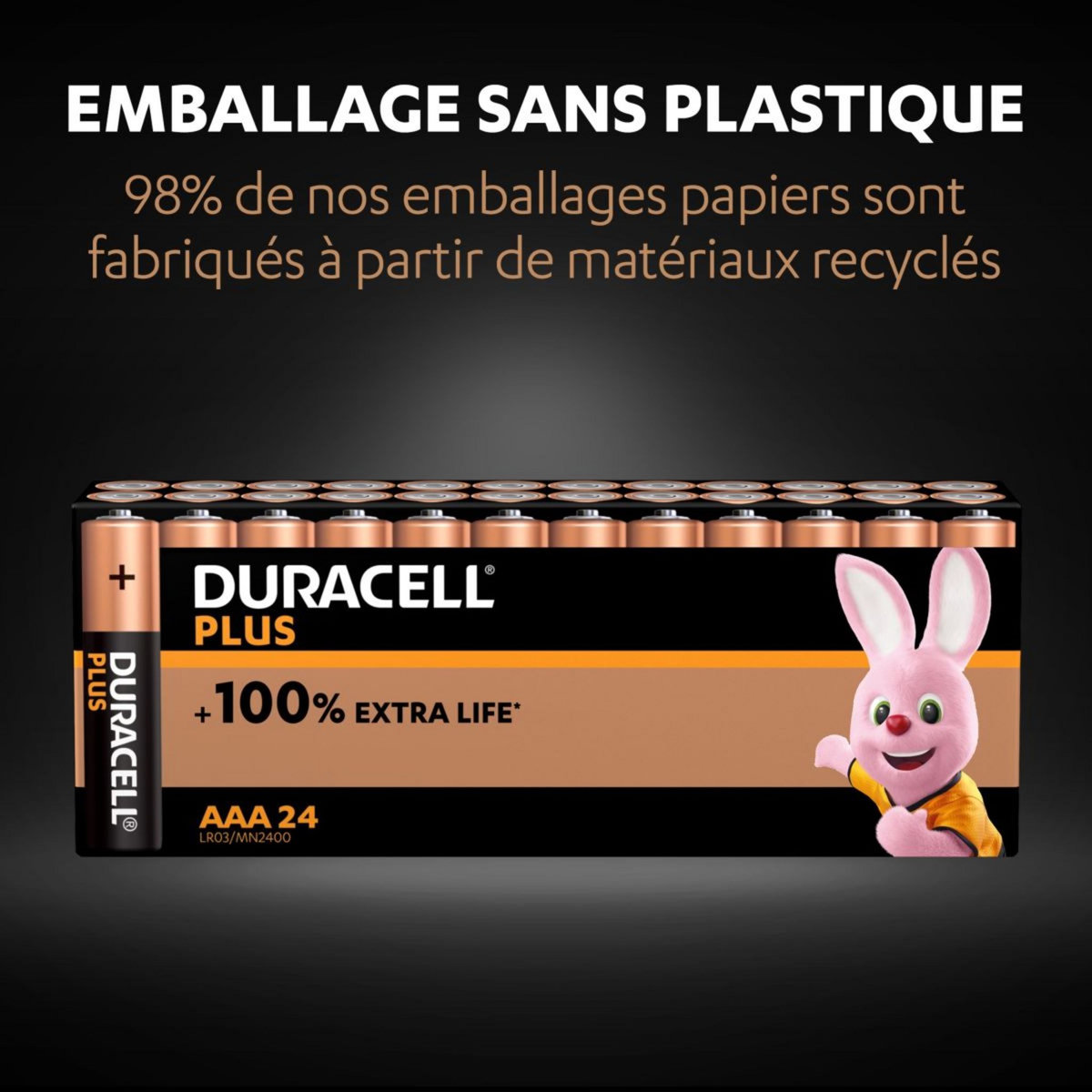 DURACELL Lot de 24 piles duracell plus 100 % AAA panière