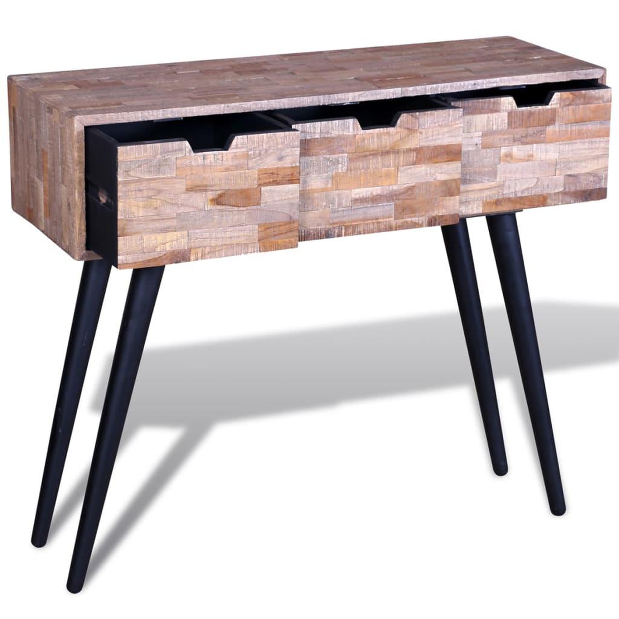 Voir la diapositive 3 : VIDAXL Table console avec 3 tiroirs bois de teck recycle