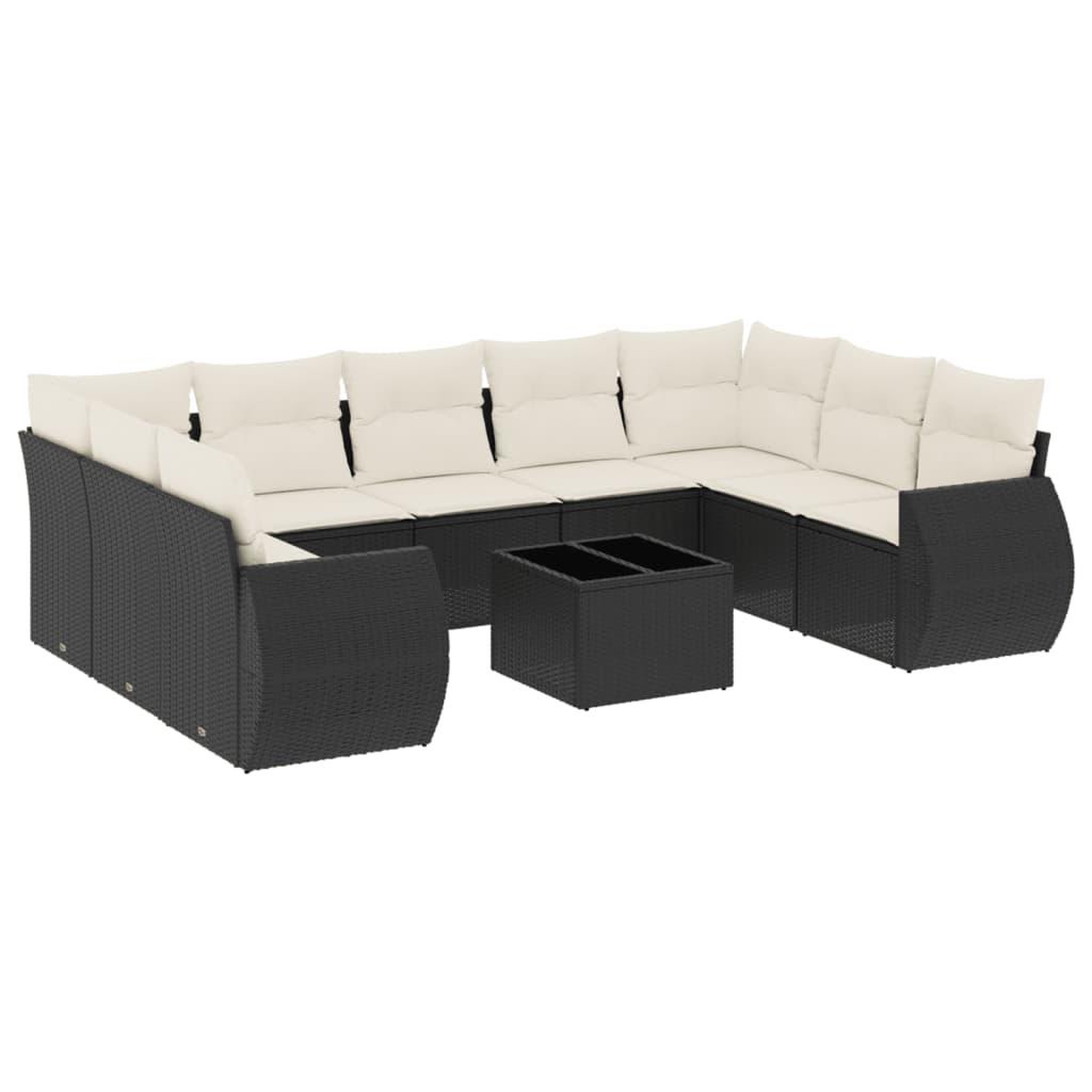 Voir la diapositive 2 : VIDAXL Salon de jardin 10 pcs avec coussins noir resine tressee