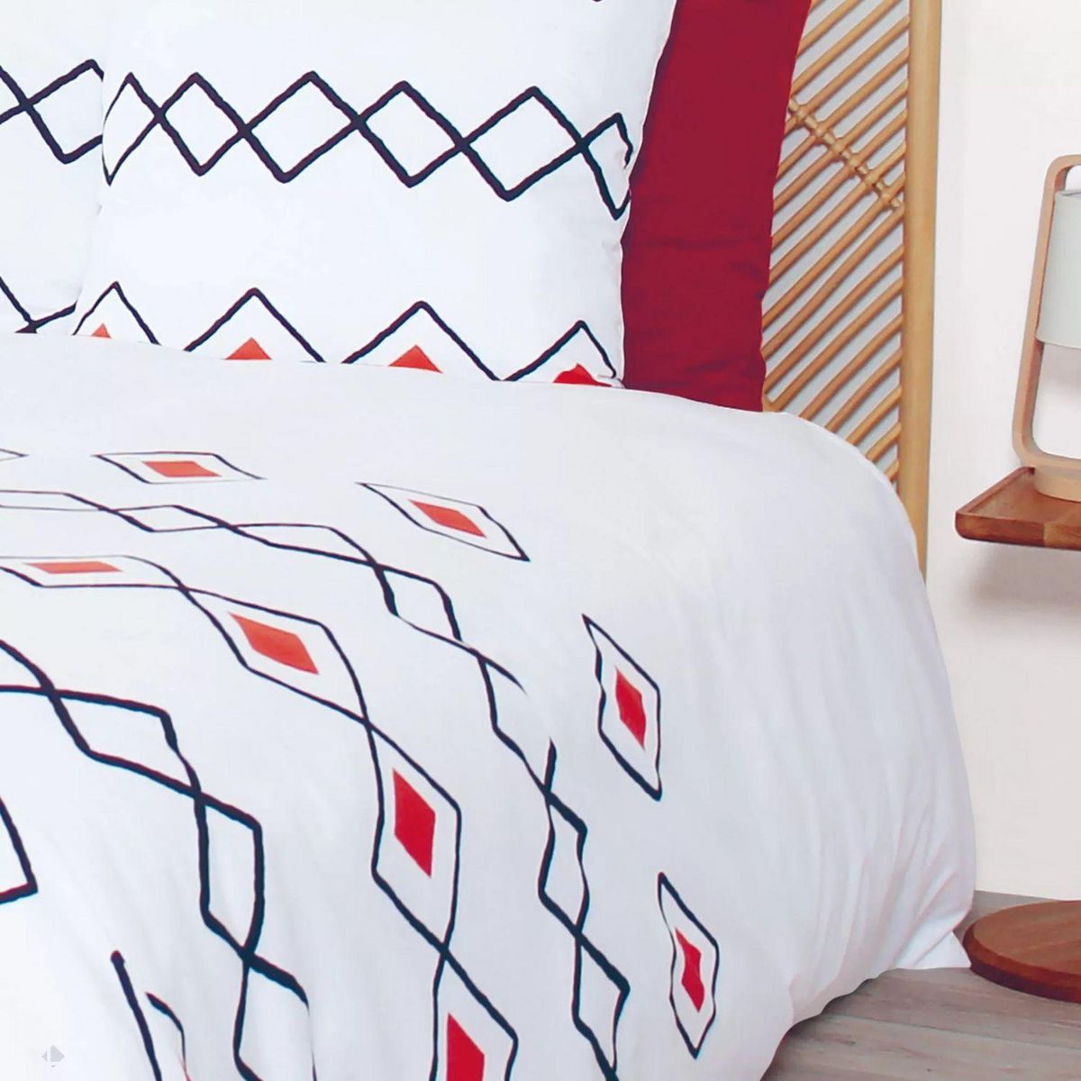 COTE DECO Parure de lit Agoura - Microfibre 72 g/m² - 220 x 240 cm - Blanc