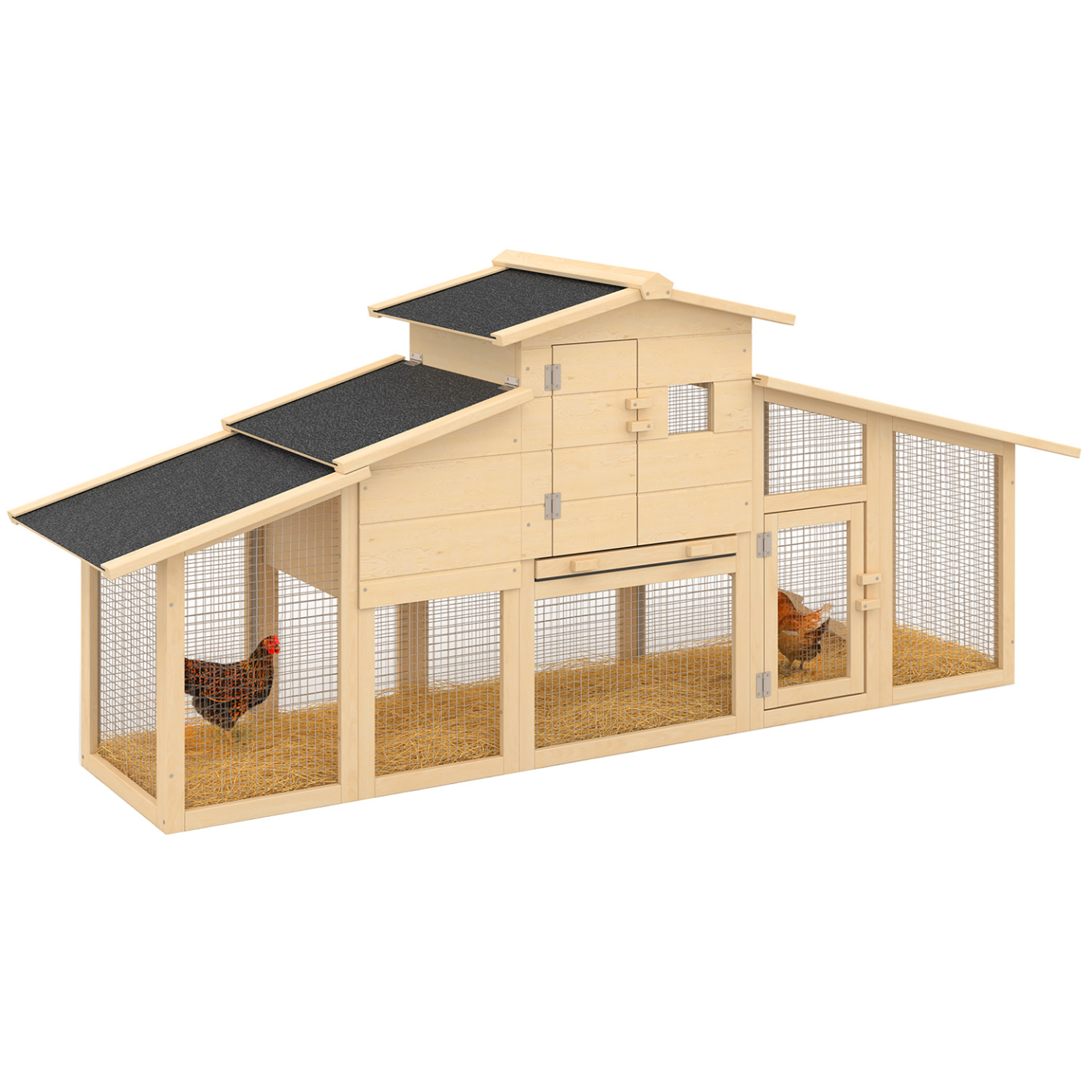 ID MARKET Poulailler clapier en bois xxl avec pondoir enclos et tiroir à déjections 3 poules