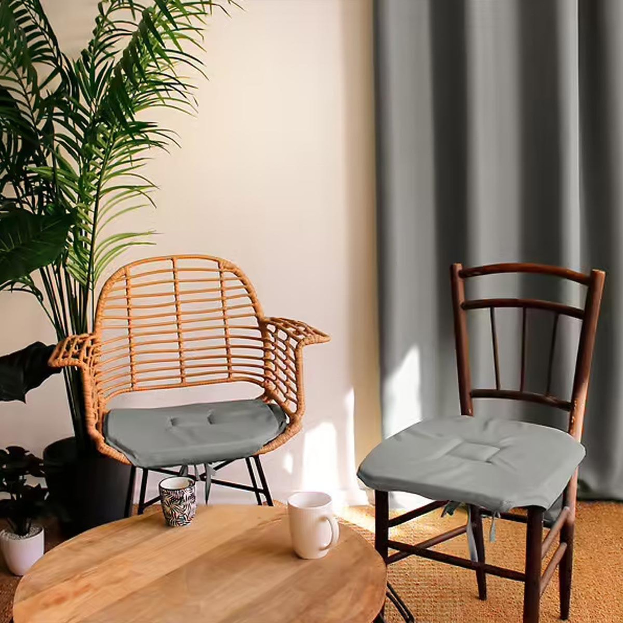 Voir la diapositive 2 : ENJOY HOME Galette de chaise uni  basic  40x40cm gris clair