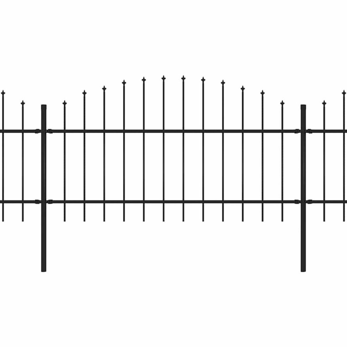 VIDAXL Cloture de jardin avec dessus en forme de lance en acier 1070 x 125 cm Noir