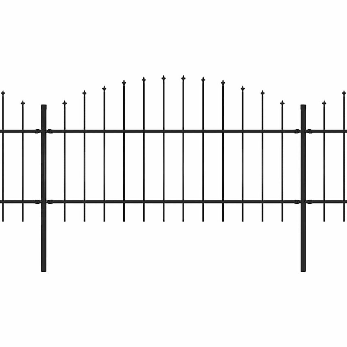 VIDAXL Cloture de jardin avec dessus en forme de lance en acier 1070 x 125 cm Noir