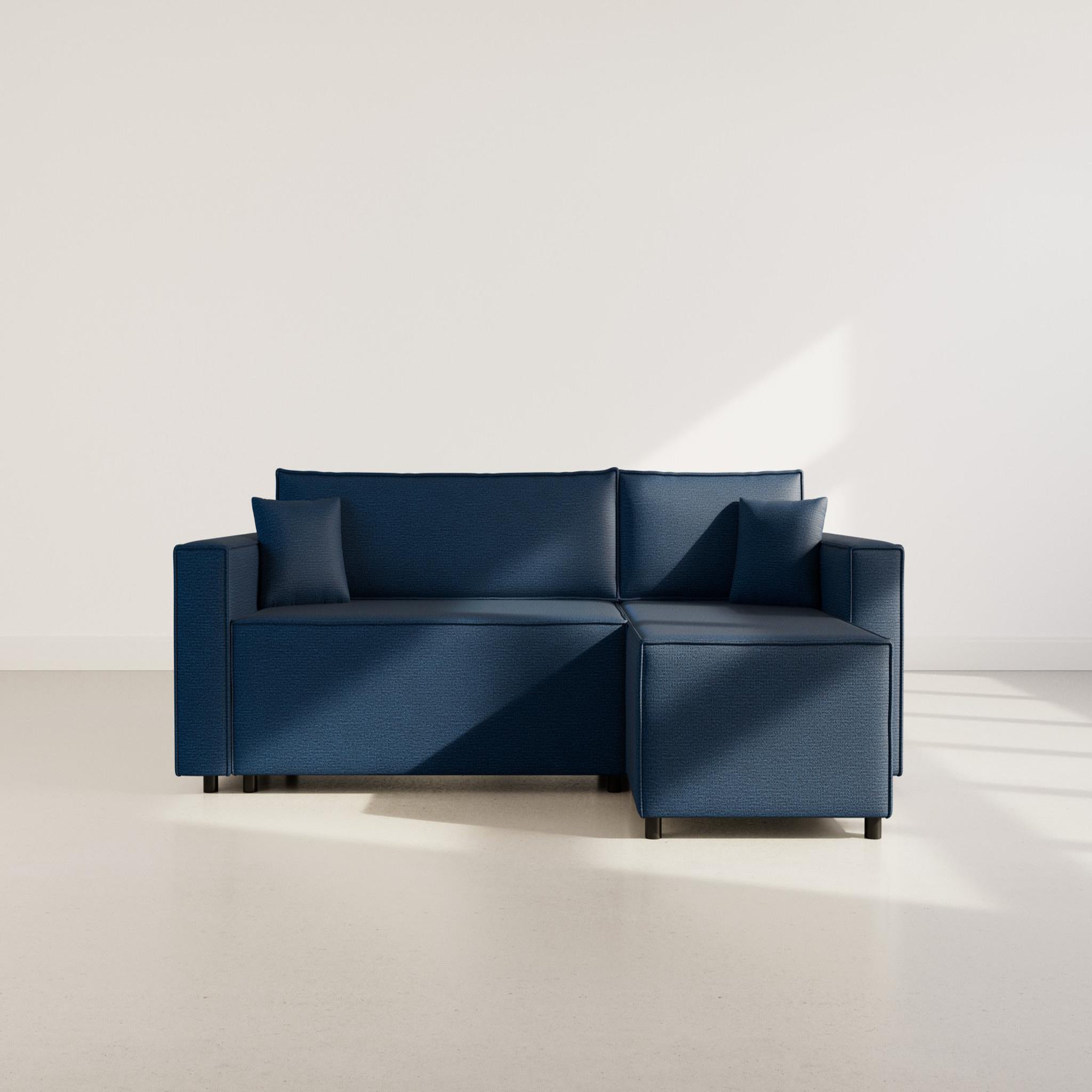 Voir la diapositive 5 : BEST MOBILIER Jonas - canapé d'angle réversible 4 places convertible avec coffre en tissu texturé