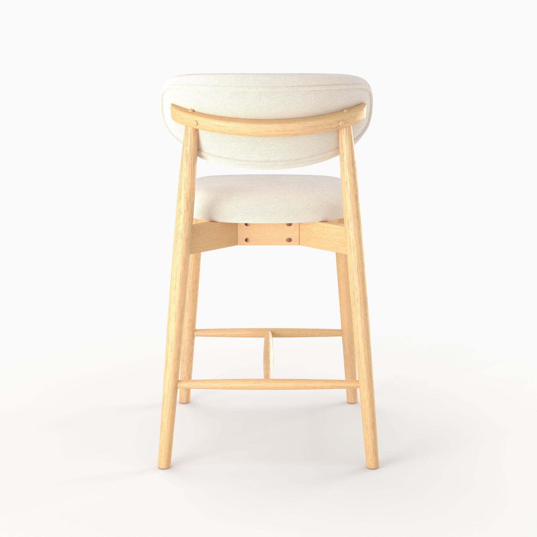 Voir la diapositive 6 : MAISON PAVANE Lot de 2 chaises pour ilot central 64,5 cm en tissu beige-yuna