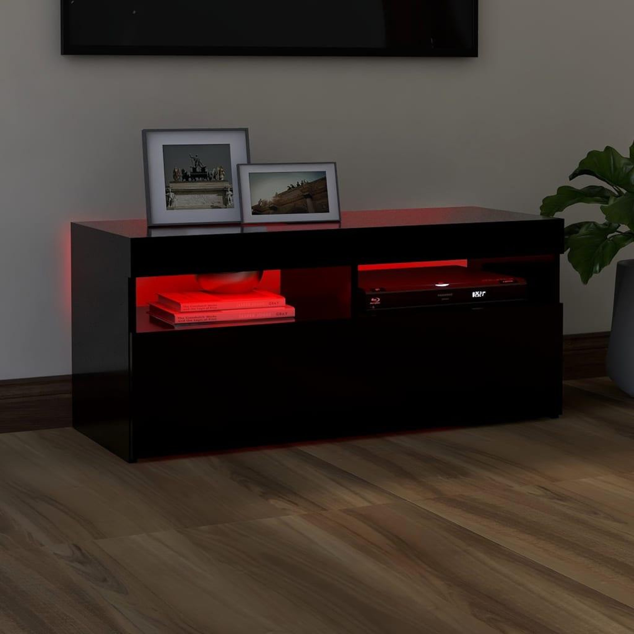 Voir la diapositive 5 : VIDAXL Meuble TV avec lumieres LED noir 90x35x40 cm
