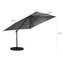 Voir la diapositive 5 : ID MARKET Parasol déporté inclinable rotatif 360 CALVI gris 3x3 M avec 4 dalles et housse