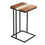 Paris Prix Table d'Appoint Carrée en Bois  Douglas  55cm Naturel & Blanc
