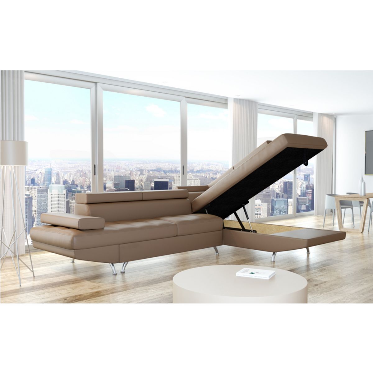 Canapé d'angle droit convertible simili CHICAGO