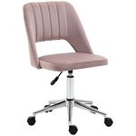 VINSETTO Vinsetto Chaise de bureau design contemporain dossier ergonomique ajouré strié hauteur réglable pivotante 360° piètement chromé velours rose poudré
