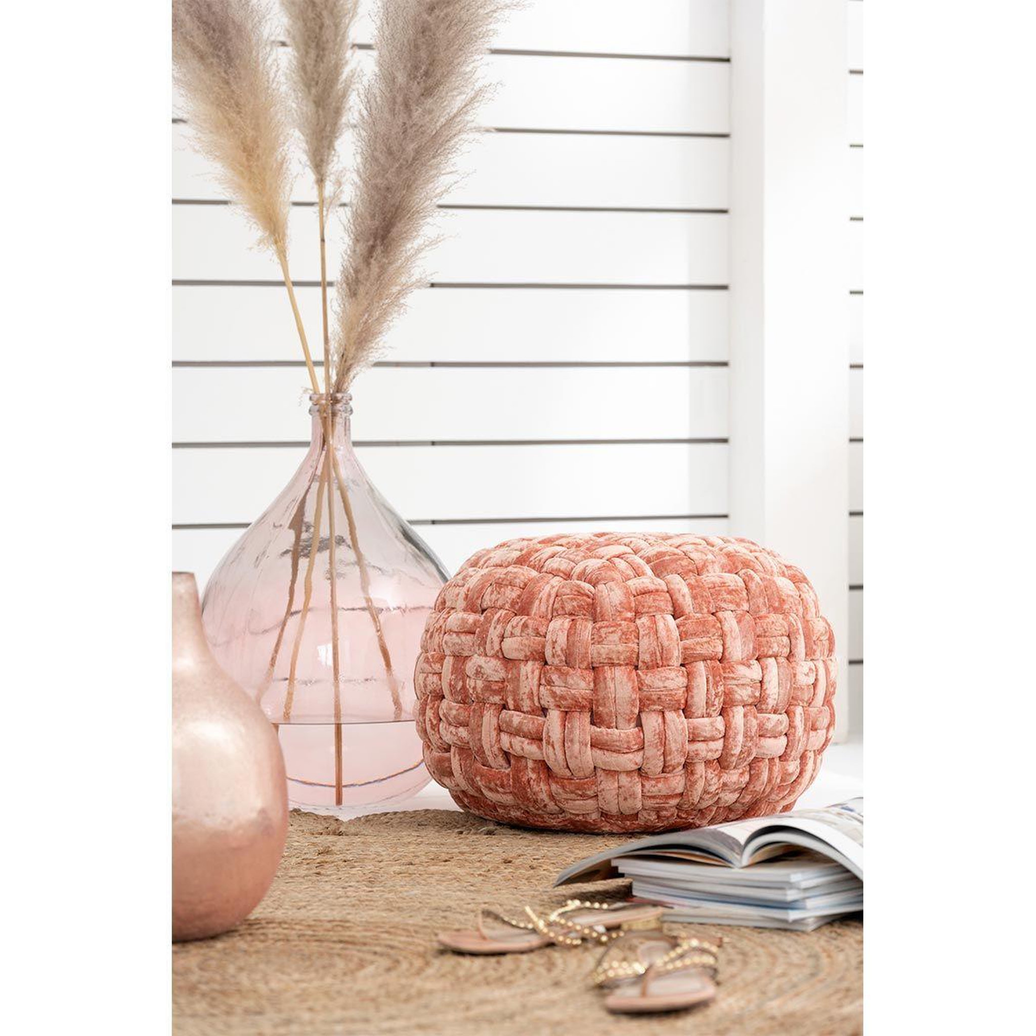 Voir la diapositive 2 : J-LINE Vase en verre design  lisbonne  56cm saumon