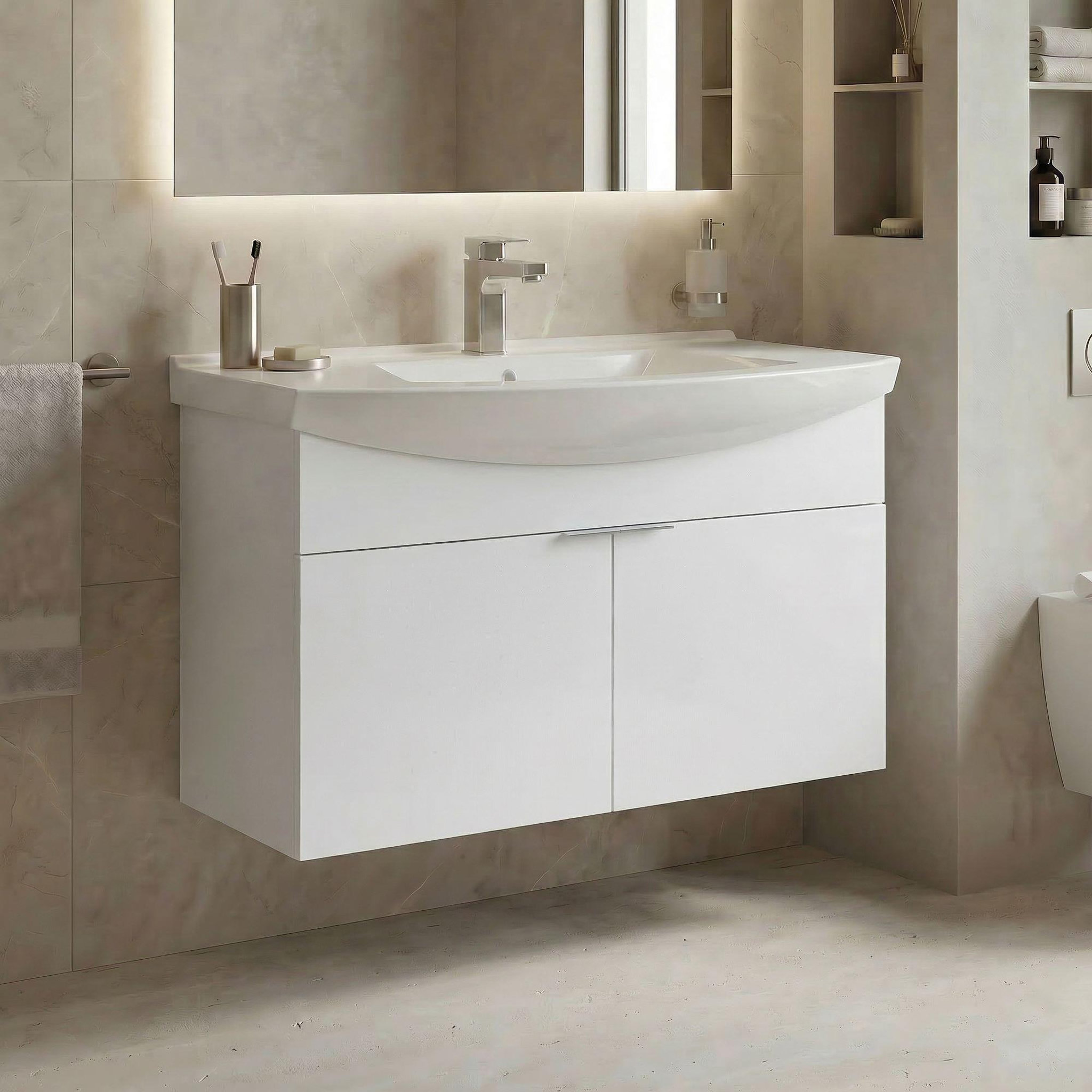 Voir la diapositive 2 : Habitat et Jardin Meuble Vasque  Purus 80  - 80 x 50 x 58 cm - White