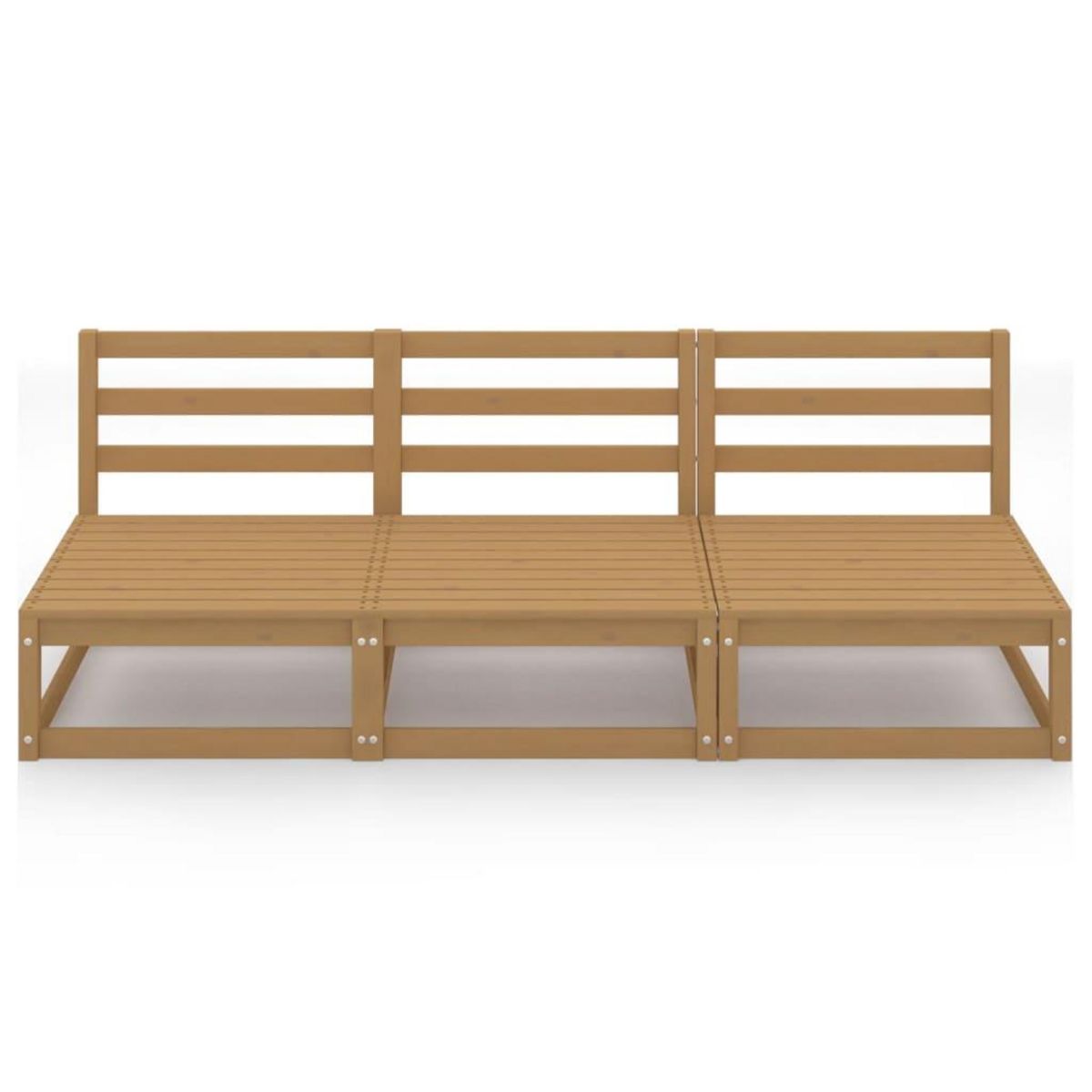 VIDAXL Canape a 3 places de jardin Marron miel Bois de pin solide