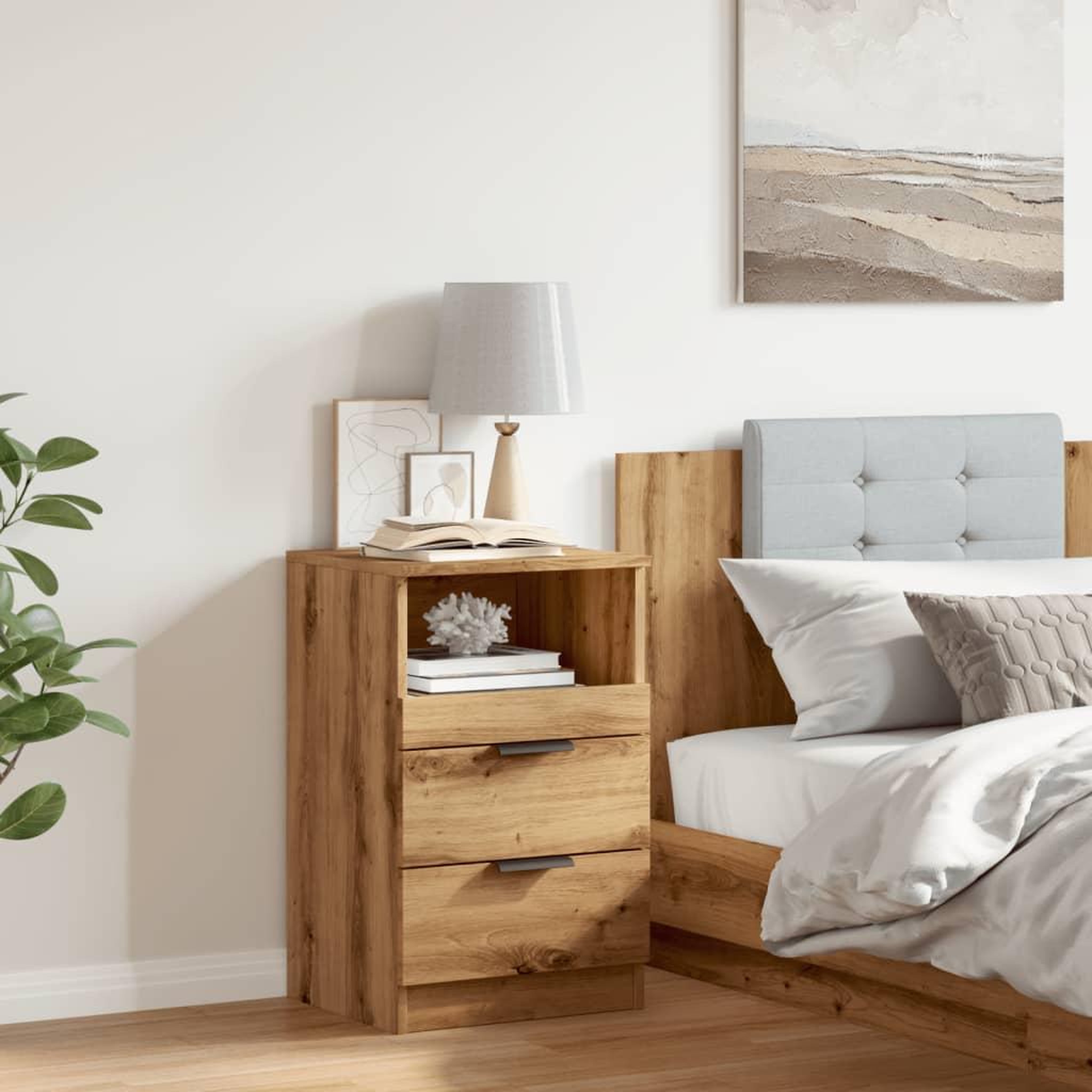 Voir la diapositive 4 : VIDAXL Table de chevet chene artisanal 40x36x65 cm bois d'ingenierie