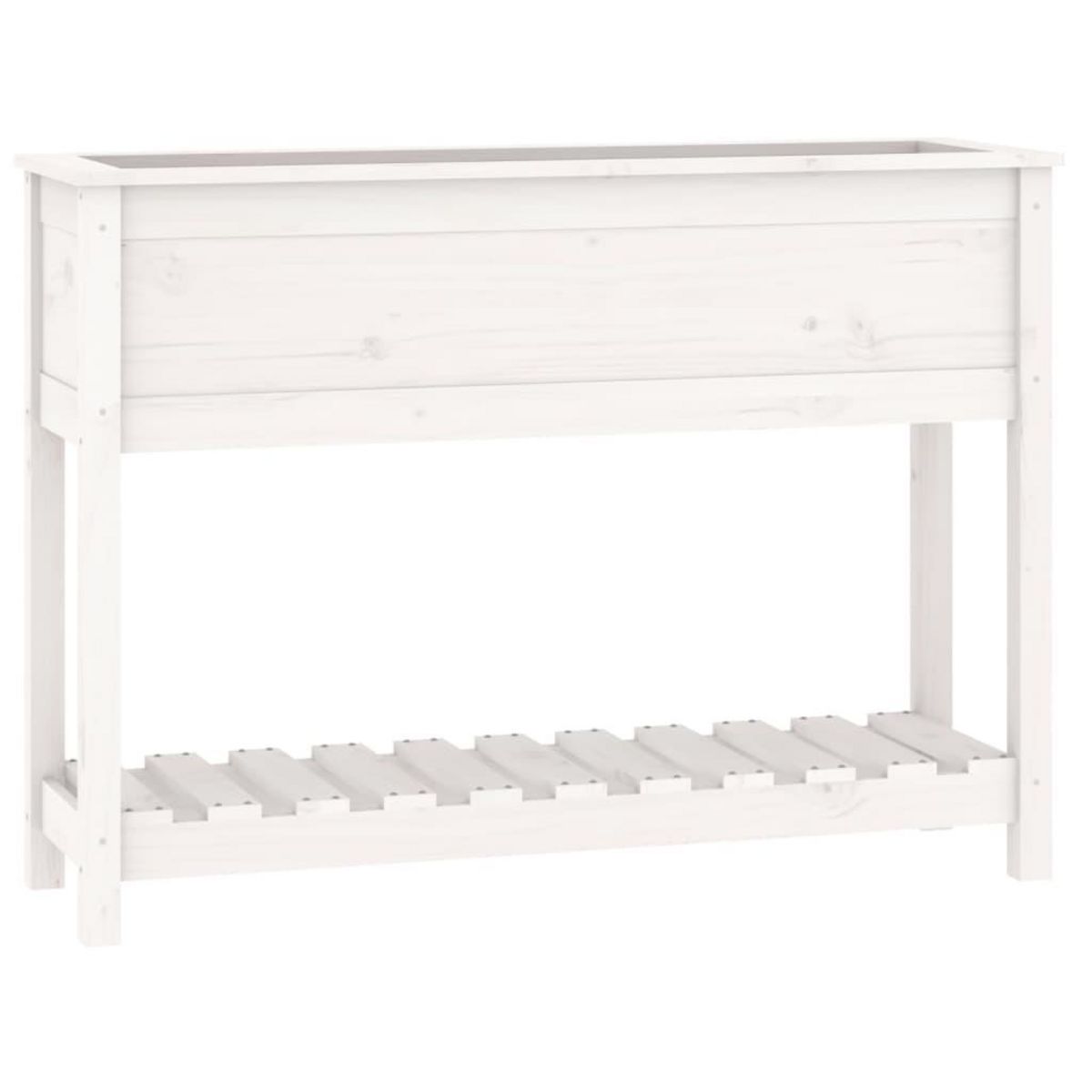 VIDAXL Jardiniere et etagere Blanc 111,5x34,5x81 cm Bois massif de pin