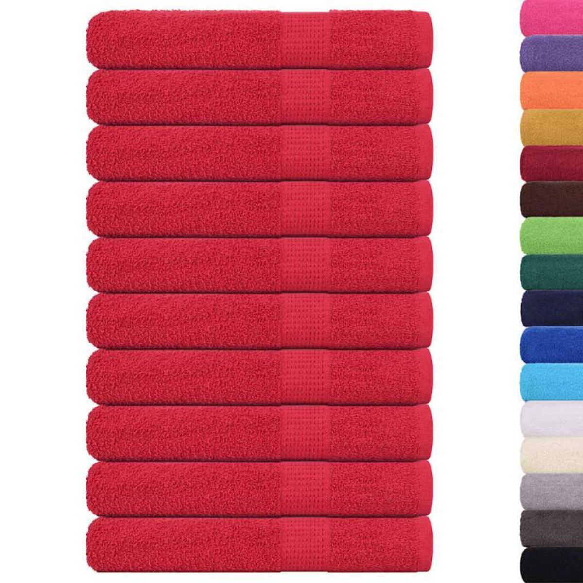 VIDAXL Serviettes de sauna 10 pcs rouge 80x200 cm 360 g m² 100% coton