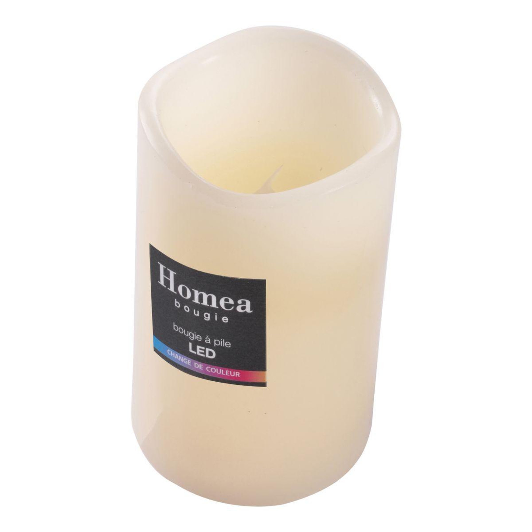 Voir la diapositive 2 : HOMEA Bougie pilier led  jasper  15cm multicolore