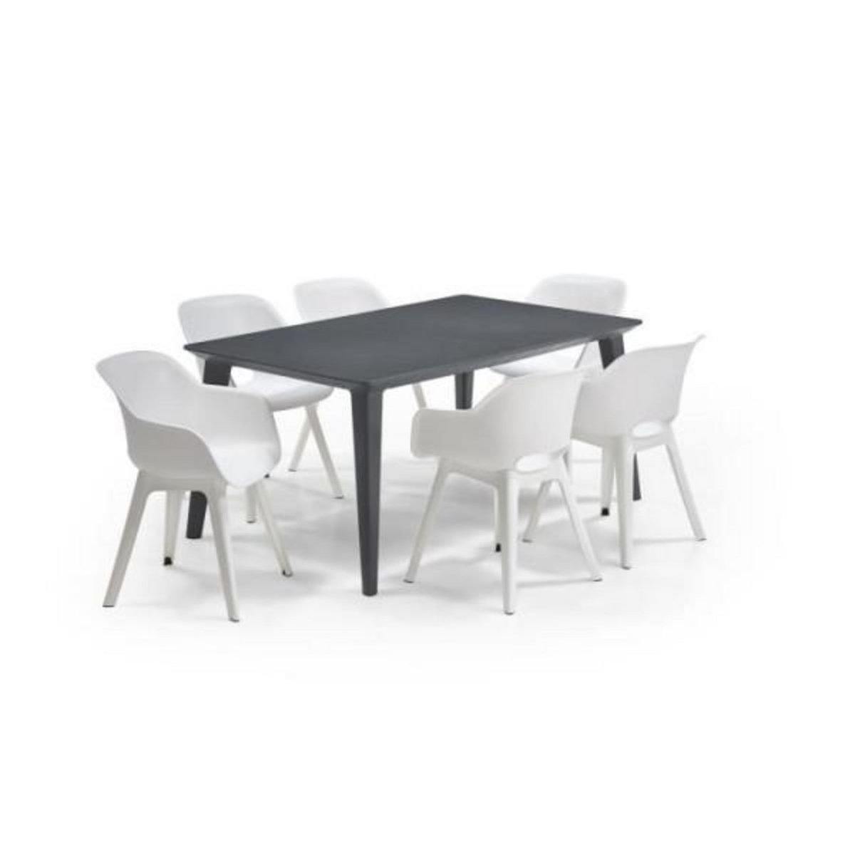ALLIBERT by KETER Table de jardin - rectangulaire 160cm - gris graphite - en résine - 6 personnes - Lima - Allibert by KETER