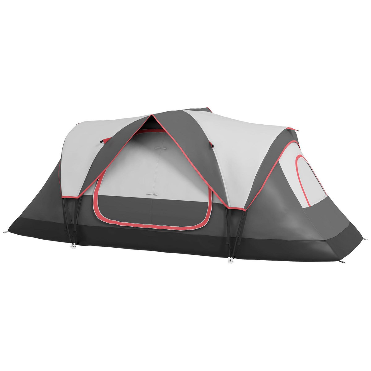 OUTSUNNY Tente de camping familiale 6-8 pers. double toit étanche 2 000 mm moustiquaire sac de tranport gris