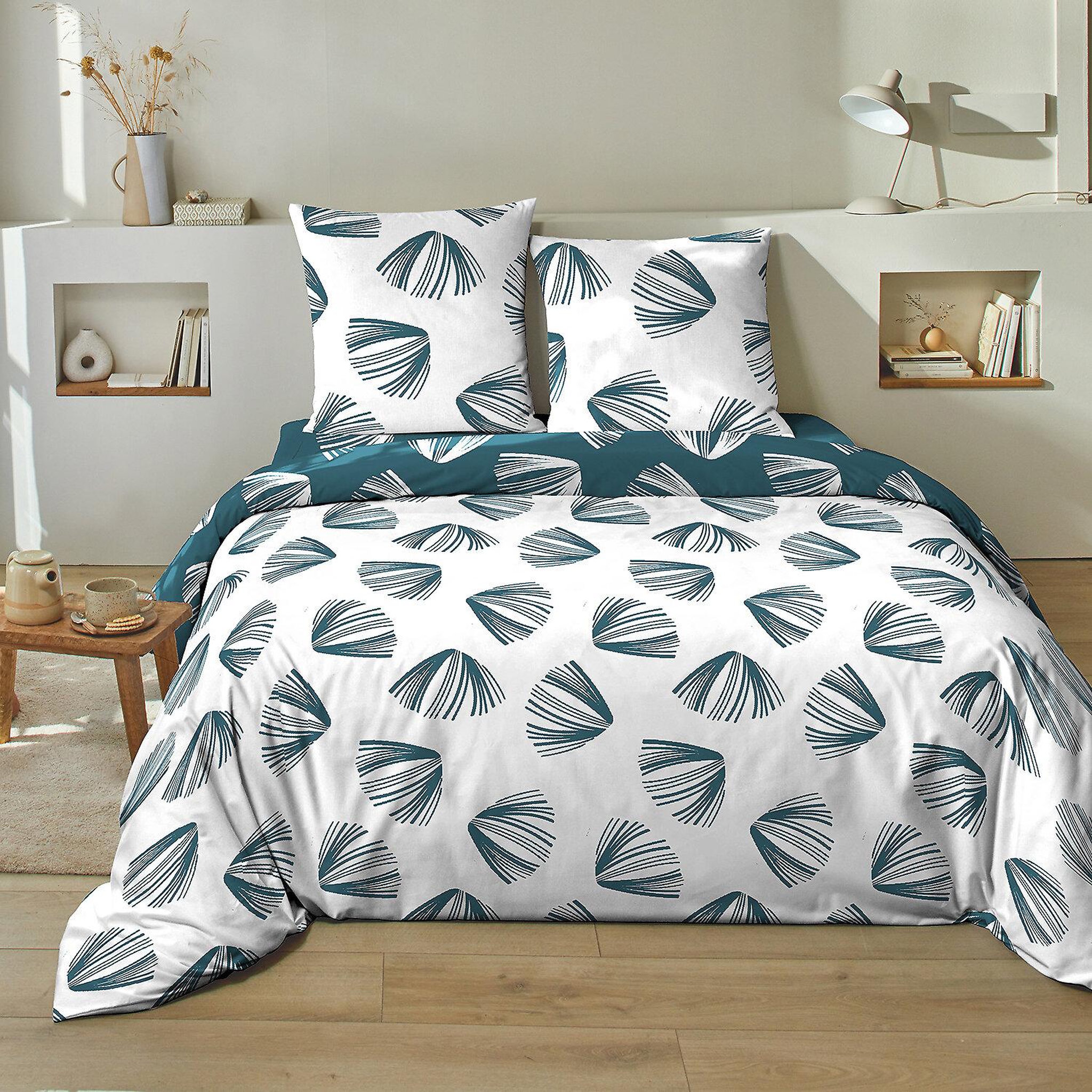 Home collection Parure housse de couette 3 pcs 240x220 cm 100% coton 51 fils cocki