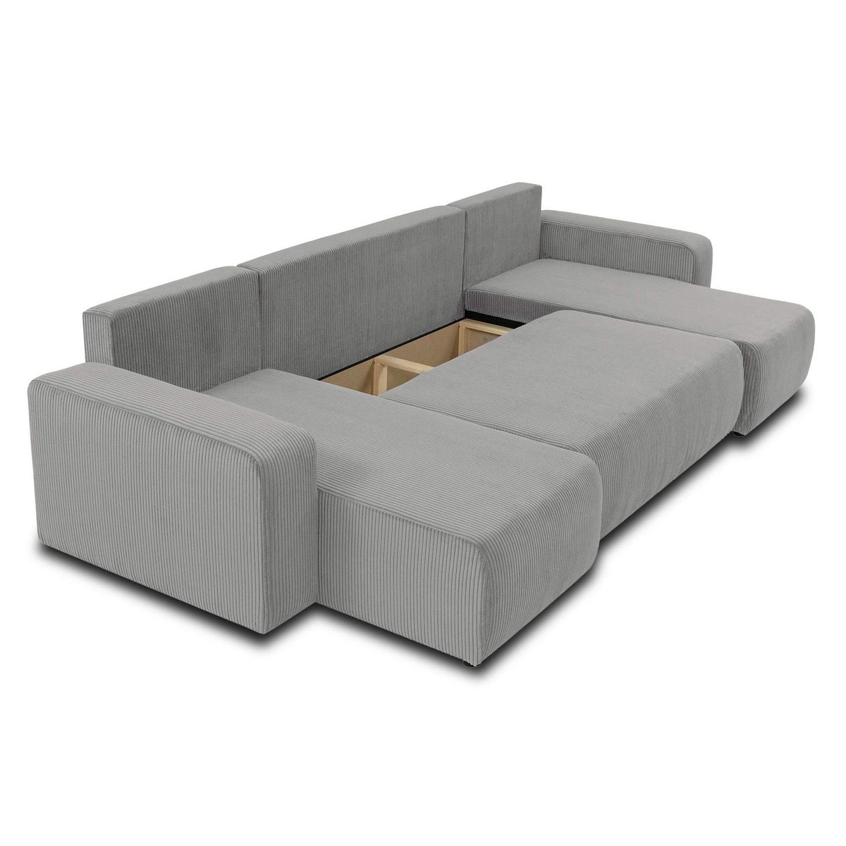 BEST MOBILIER Artemisa - canapé panoramique en u - 7 places - convertible avec coffre - en velours côtelé