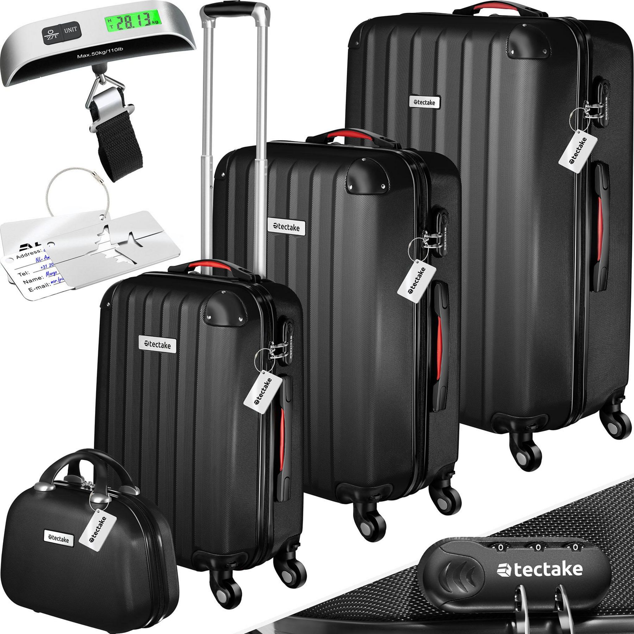 tectake Set de valises rigides Cleo 4 pièces avec pèse-valise