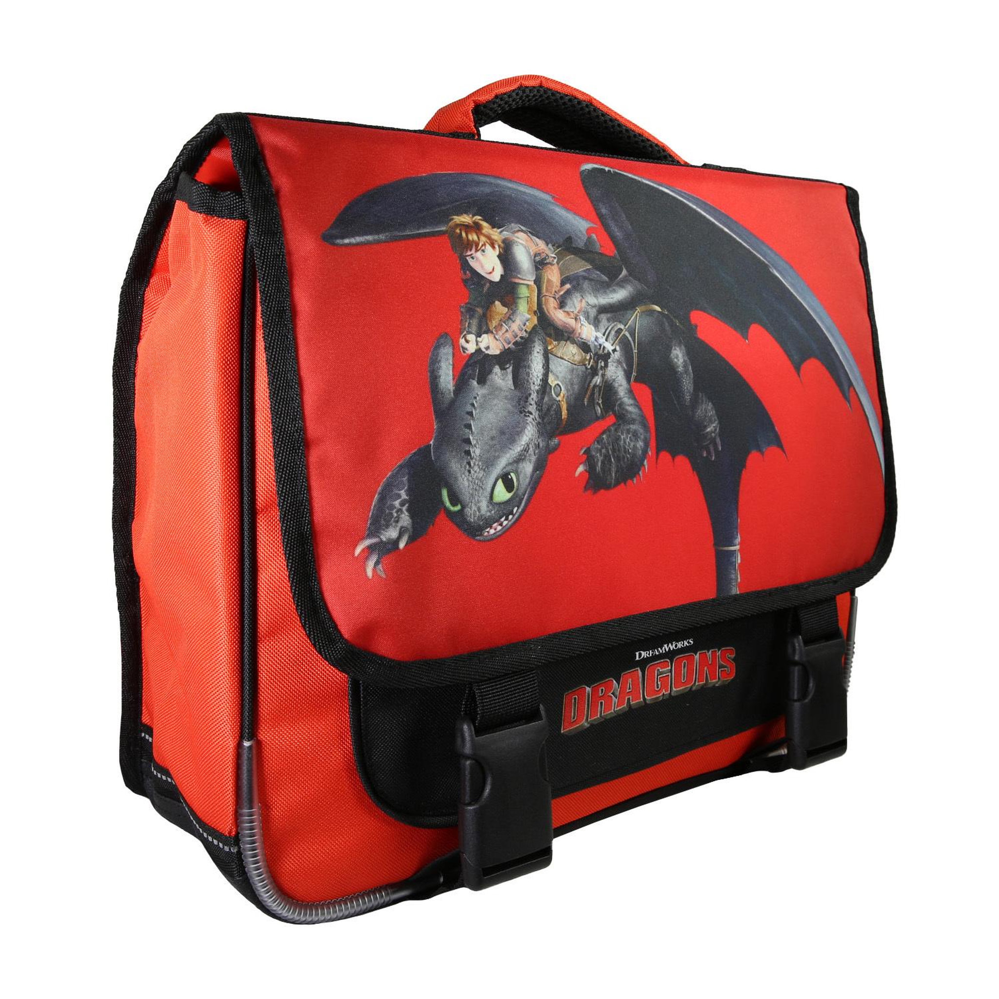 Voir la diapositive 2 : Bagtrotter Dragons - Cartable primaire 38 cm - Garçon - Rouge et Noir - 2 Compartiments