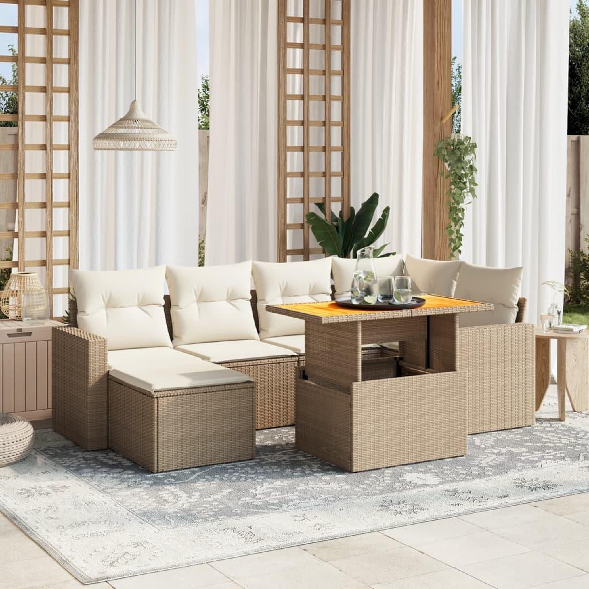 VIDAXL Salon de jardin 11 pcs avec coussins beige resine tressee