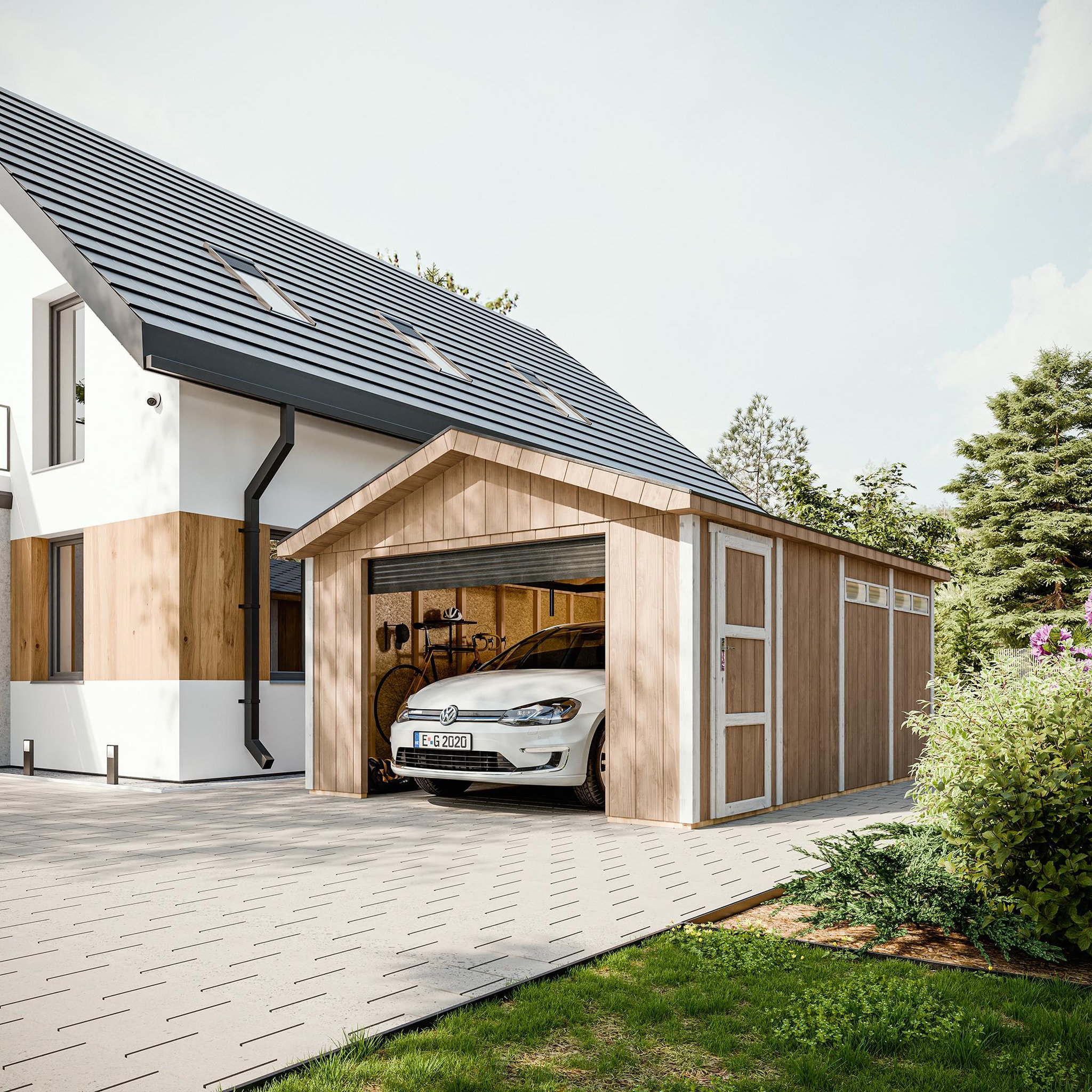 Voir la diapositive 2 : TIMBELA Garage qualité premium 17m² l378xl530 cm garage pour auto, moto, vélos, machines de jardinage m991b