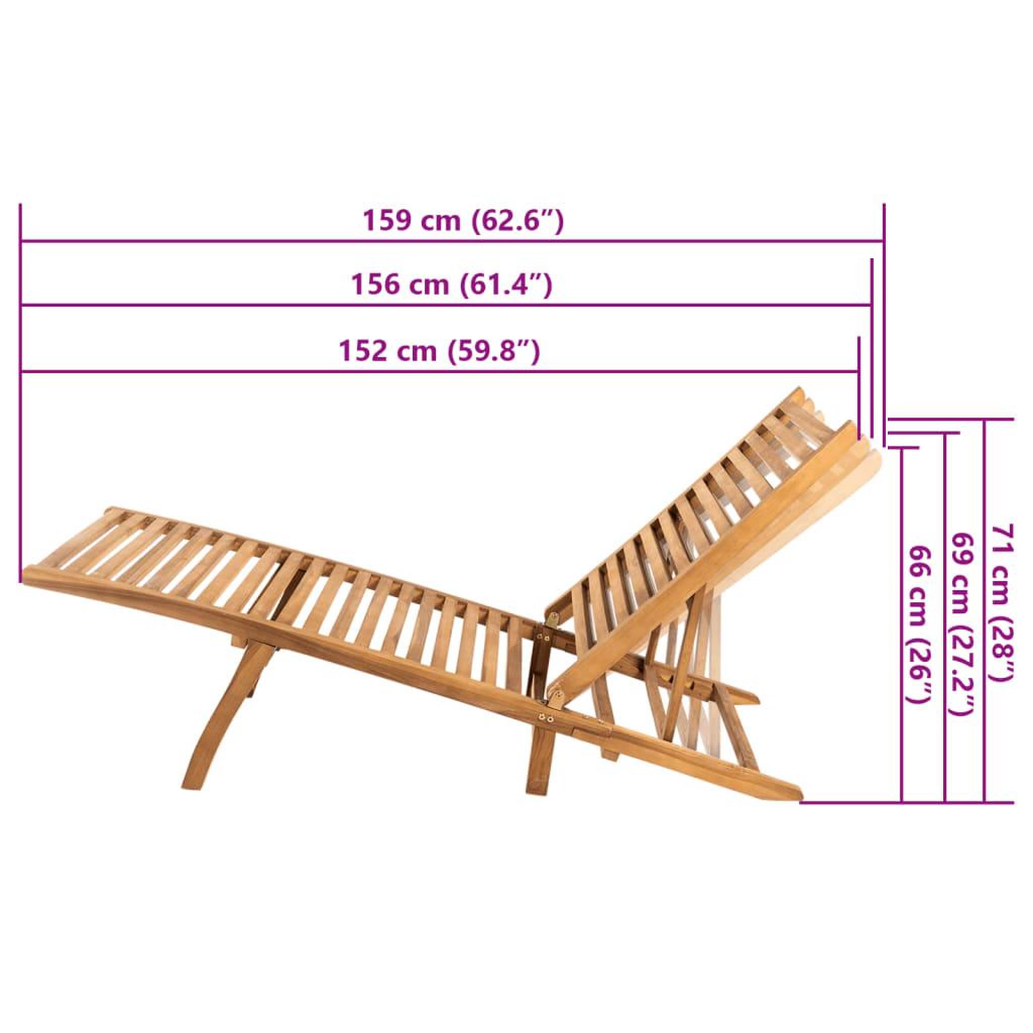 Voir la diapositive 6 : VIDAXL Chaise longue bois de teck solide