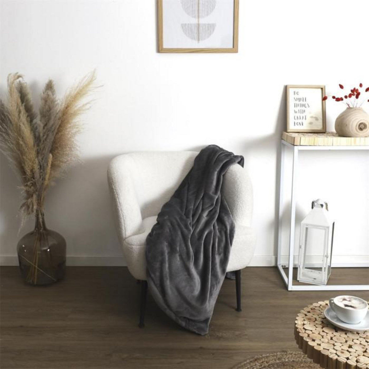 Paris Prix Plaid Avec Poche Pieds  Sherpa  127x178cm Gris