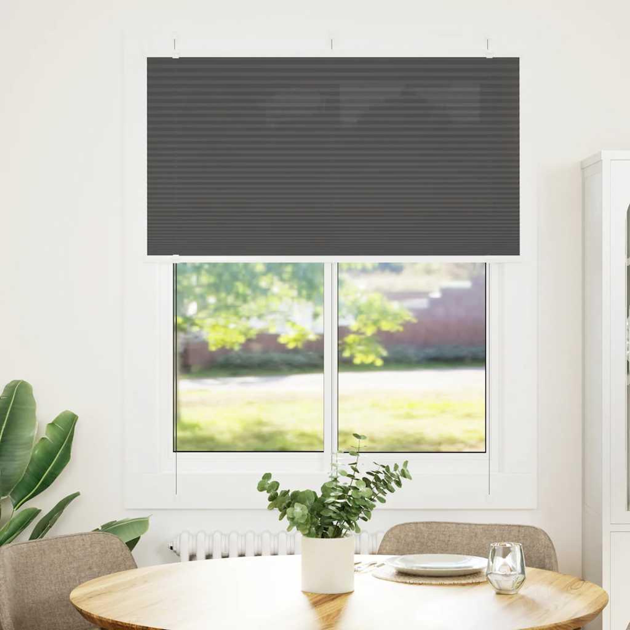 Voir la diapositive 2 : VIDAXL Store plisse noir 105x100 cm largeur du tissu 104,4cm polyester