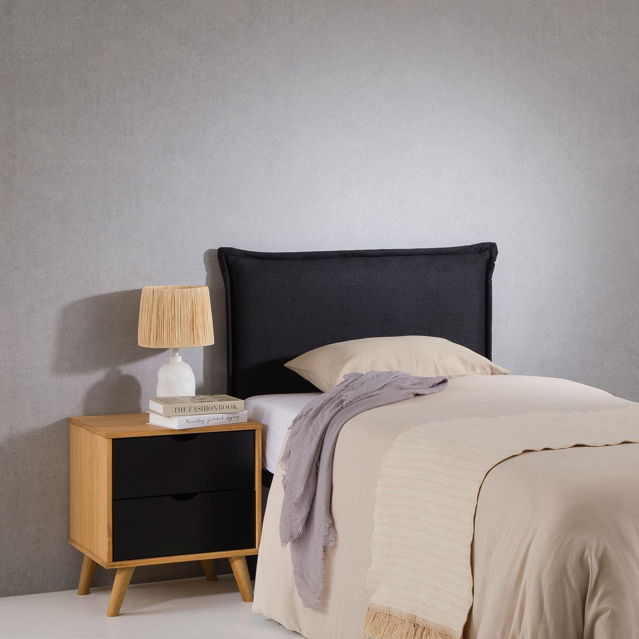 Voir la diapositive 2 : IDIMEX Tête de lit nerina 90 sur pieds, en tissu