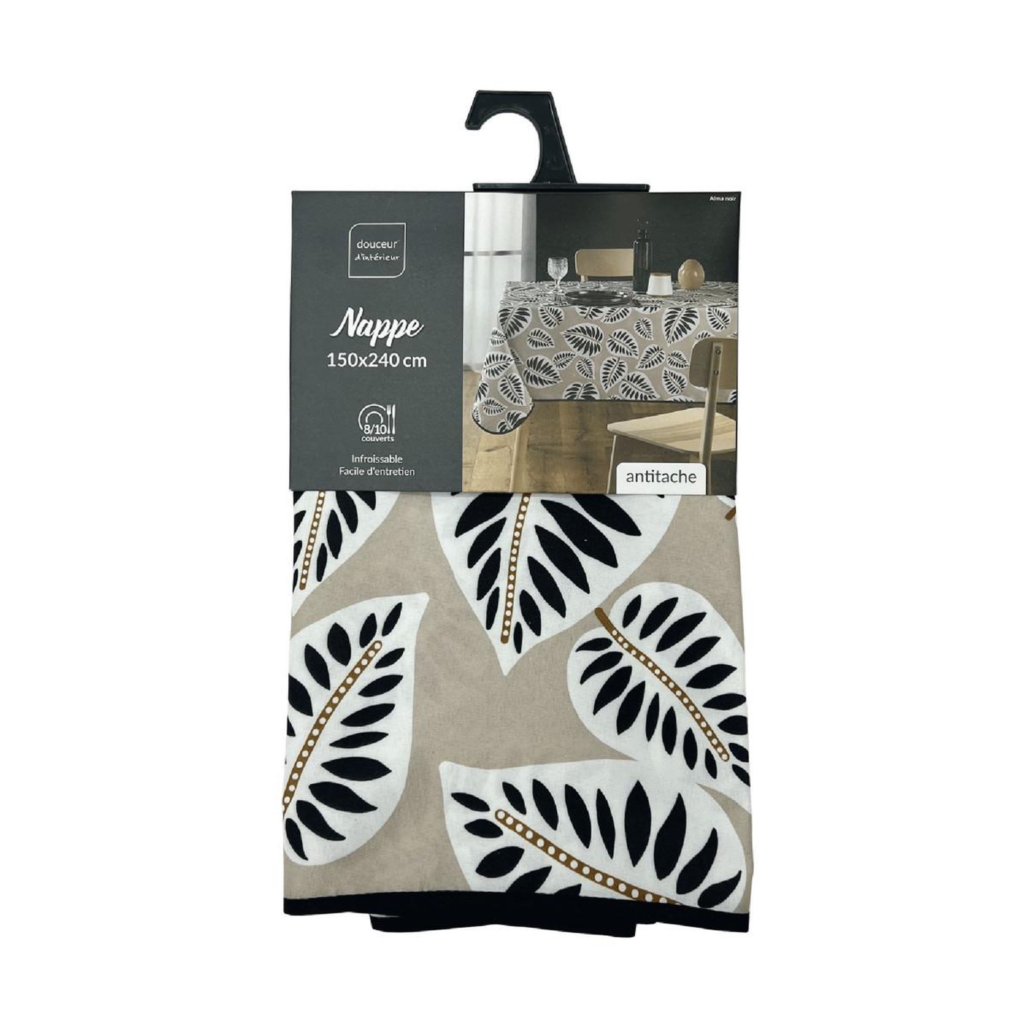 Voir la diapositive 4 : Douceur d'Intérieur Nappe antitache imprimé   alma  150x240cm noir