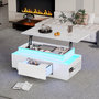 Voir la diapositive 2 : MERAX Table basse relevable rectangulaire blanc - 45x96 cm led panneau de particules
