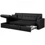 Voir la diapositive 5 : MARKET24 Canapé d'angle réversible convertible 3 places - Simili noir - Contemporain - L 235 x P 85 - 153 cm - ROMAN