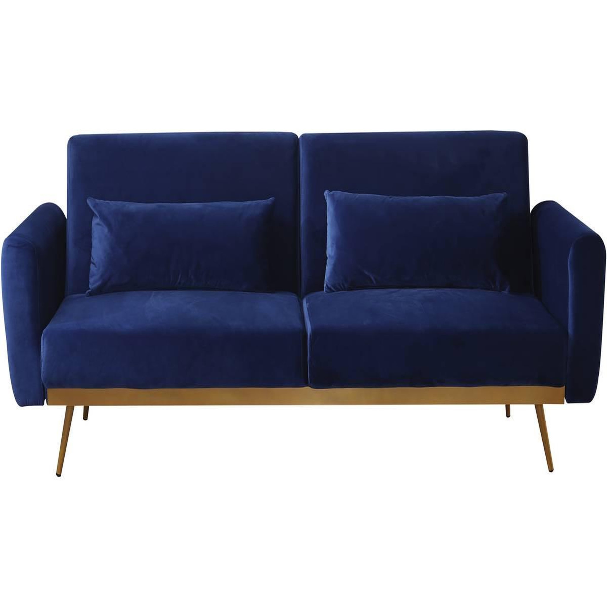 Voir la diapositive 3 : Habitat et Jardin Canapé Clic Clac en velours  Donia  - 203 x 81 x 83 cm - 3 places -  Bleu foncé