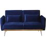 Voir la diapositive 3 : Habitat et Jardin Canapé Clic Clac en velours  Donia  - 203 x 81 x 83 cm - 3 places -  Bleu foncé